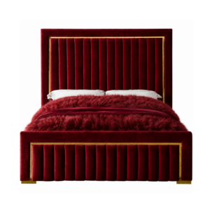 Balmain Rouge Velvet Gold King Bed