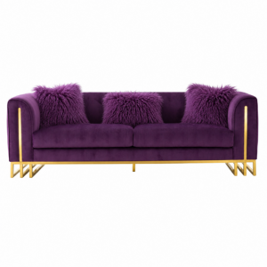Palazzo Purple Velvet Gold Sofa 235cm