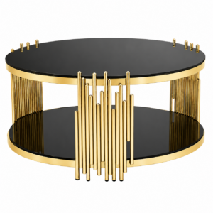 Clement Gold Black Glass Coffee Table 100cm