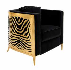 Icebreaker Zebra Black Velvet Brass Armchair