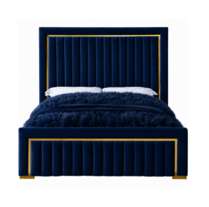 Balmain Navy Velvet Gold King Bed
