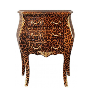 Leopard print chest of drawers with gold details