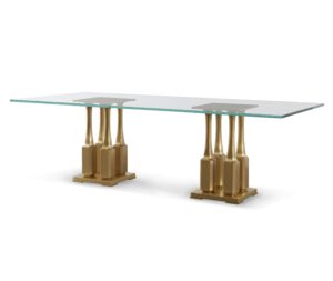 Baker Brass Glass Dining Table