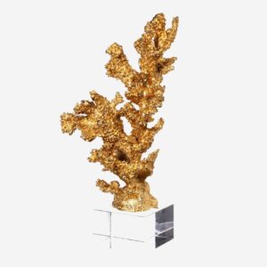 Azure Brass Coral on Crystal Stand 31cm