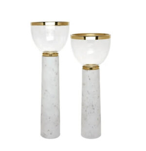 Julius Carrara Marble Gold Candleholder Set
