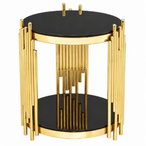 Clement Gold Black Glass Sidetable 50cm