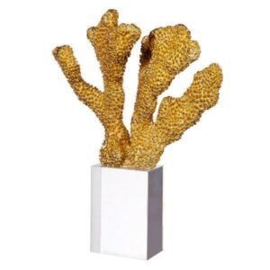 Azure Brass Coral on Crystal Stand 29cm