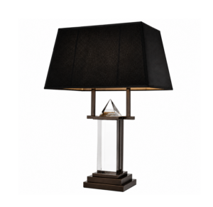Nubian Crystal Bronze Table Lamp with Black Shade