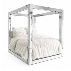 Iconic Chrome Leather Canopy King Bed