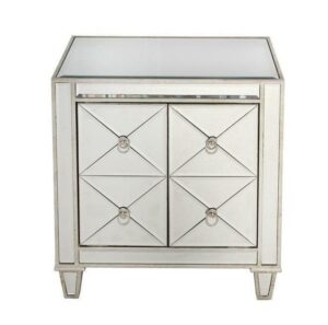 Mirrored bedside table with four drawers