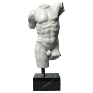 Perseus Torso Carrara Marble Statue on Nero Marble Stand