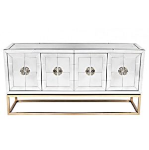 Elegant mirrored sideboard with geometric design