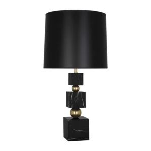 Totem Black Marble Brass Lamp with Black Shade