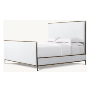 Harlow White Linen Bronze King Bed