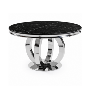 Donatella Nero Marble Chrome Dining Table