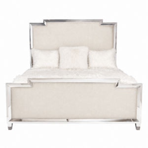 Meridian Cream Linen Chrome King Bed