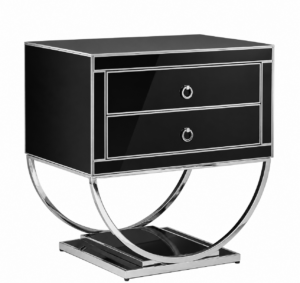 Preston Black Glass Chrome Bedside
