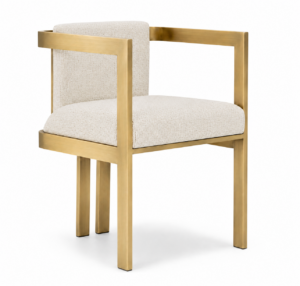 Kingpin Cream Linen Brass Dining Chair