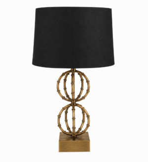Victoria Antique Brass Table Lamp with Black Lamp Shade