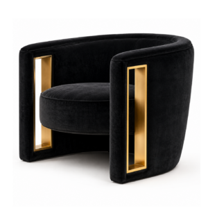 Archie Blue Velvet Brass Armchair