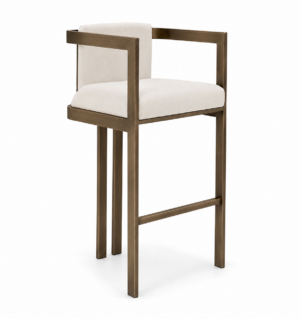 Kingpin Cream Linen Bronze Counter Stool