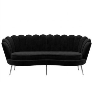 Valentino Black Velvet Nickel Sofa