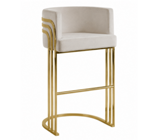 Lanvin Cream Velvet Brass Counter Stool