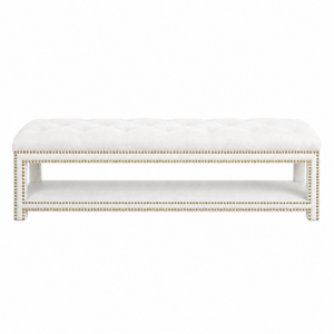 Serena White Linen Brass Bench