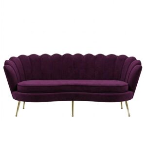 Valentino Aubergine Velvet Brass Sofa