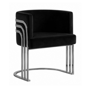 Lanvin Black Velvet Nickel Dining Chair