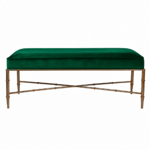 Hacienda Emerald Velvet Antique Gold Bench