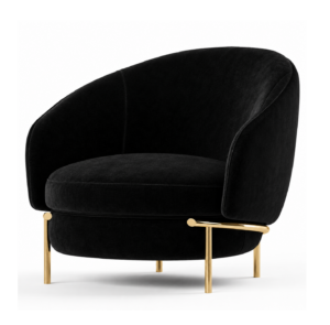 Yasmine Black Velvet Gold Accent Chair