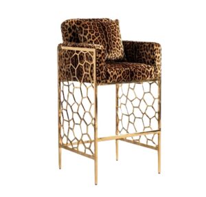 Icebreaker Leopard Velvet Gold Counter Stool