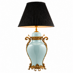 Armando Duck Egg Blue Ceramic Brass Temple Jar Lamp 101cm
