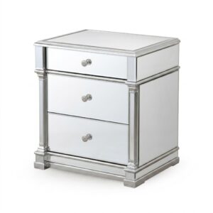 Naxos Mirror Silver Bedside Table