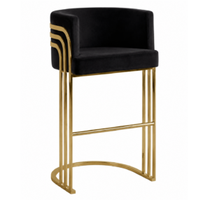 Lanvin Black Velvet Brass Counter Stool