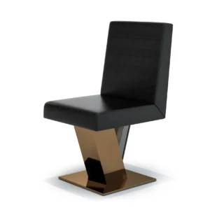 Elegant black chair with gold metal base