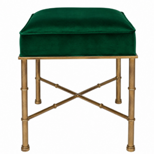 Trudale Emerald Velvet Antique Gold Stool