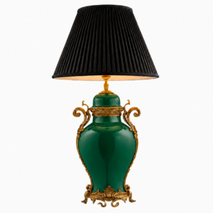 Armando Emerald Green Ceramic Brass Jar Lamp with Black Shade 101cm
