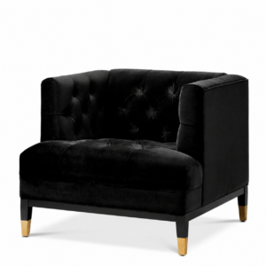 Branson Black Velvet Brass Armchair