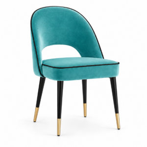 Lilly Turquoise Velvet Gold Dining Chair