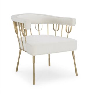 Gardenia White Velvet Gold Dining Chair