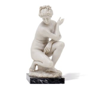 Venus Carrara Marble Statue on Nero Marble Stand