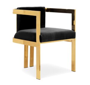 Kingpin Black Velvet Brass Dining Chair