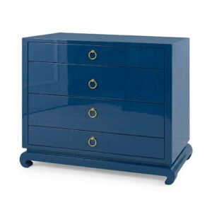 Orient Blue Lacquer Brass Bedside Table