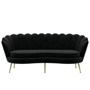 Valentino Black Velvet Brass Sofa
