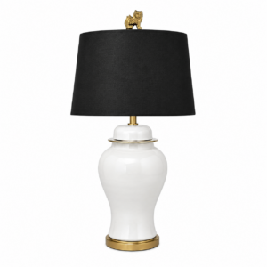 Imperial White Cermic Brass Lamp with Black Shade