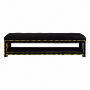 Serena Black Linen Brass Bench
