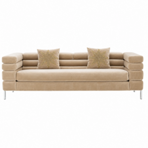 Savona Beige Velvet Chrome Sofa 238cm