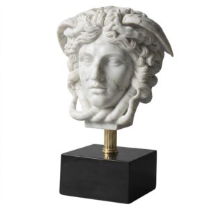Medusa Carrara Marble on Marble Stand